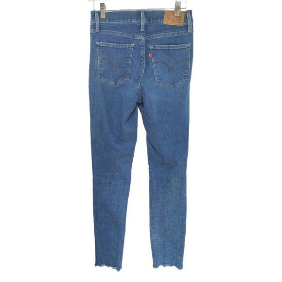 Levi's 720 High Rise Super Skinny Distressed Crop Jeans Sz 27 Blue Stretch - Picture 2 of 8
